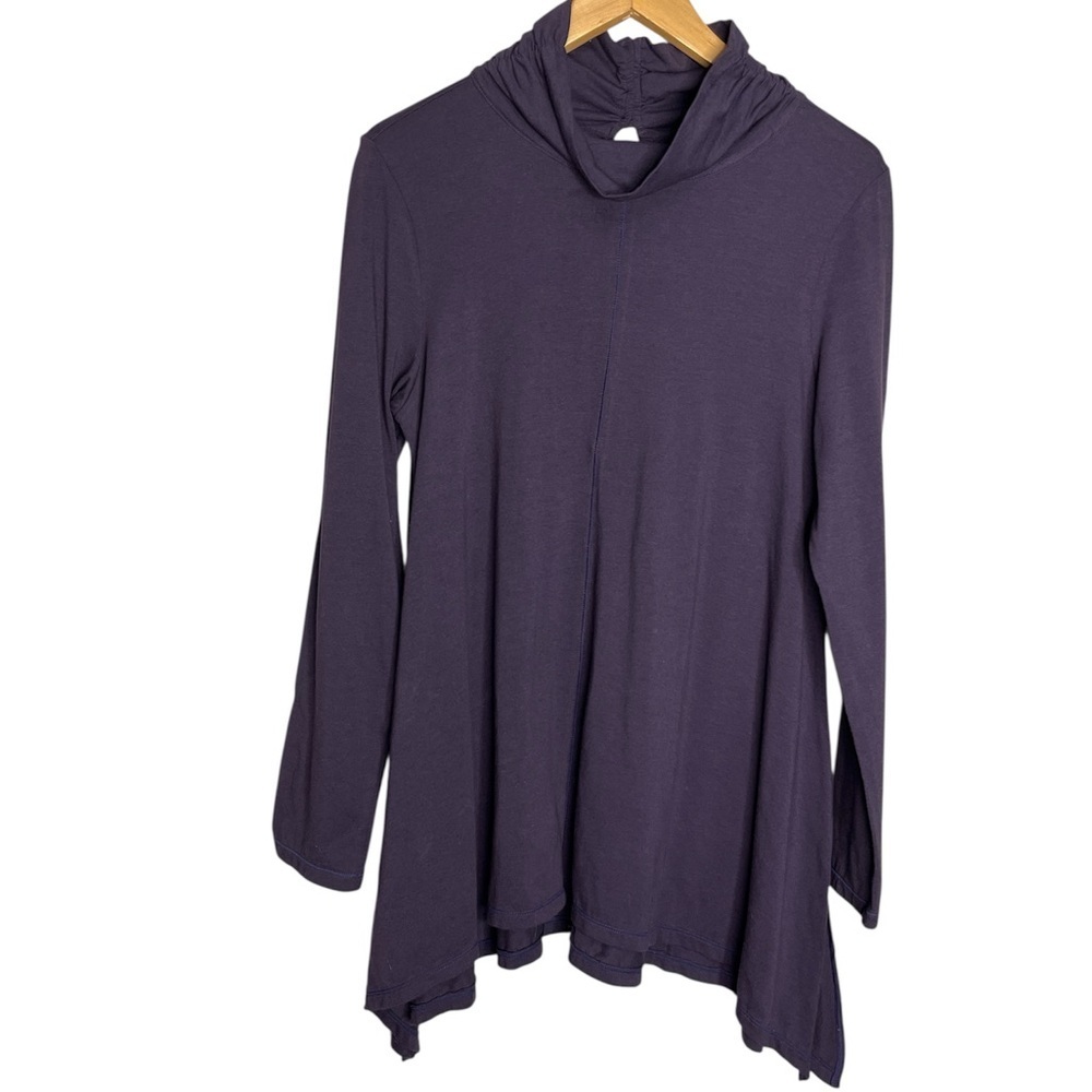 Neon Buddha Asymmetrical Long Sleeve Tunic in Purple, size S